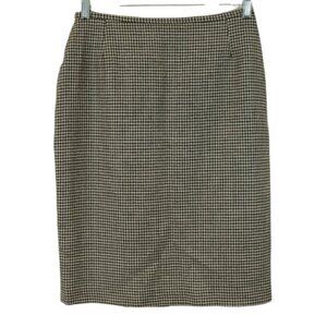 Vertigo Paris Vintage 90s Wool Houndstooth Pencil Skirt Cream Black Size 10